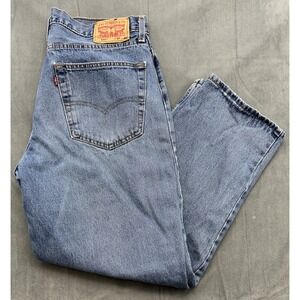 Levis 550 Blue Jeans Relaxed Fit Medium Wash Mens 36x30 Cotton RUNS SMALL